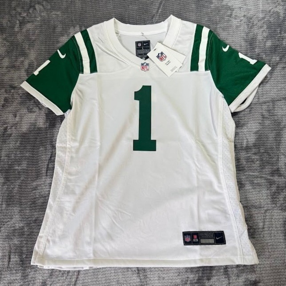 Nike New York Jets NFL Jersey White Green Gardner #1 Short Sleeve Womens L NWT